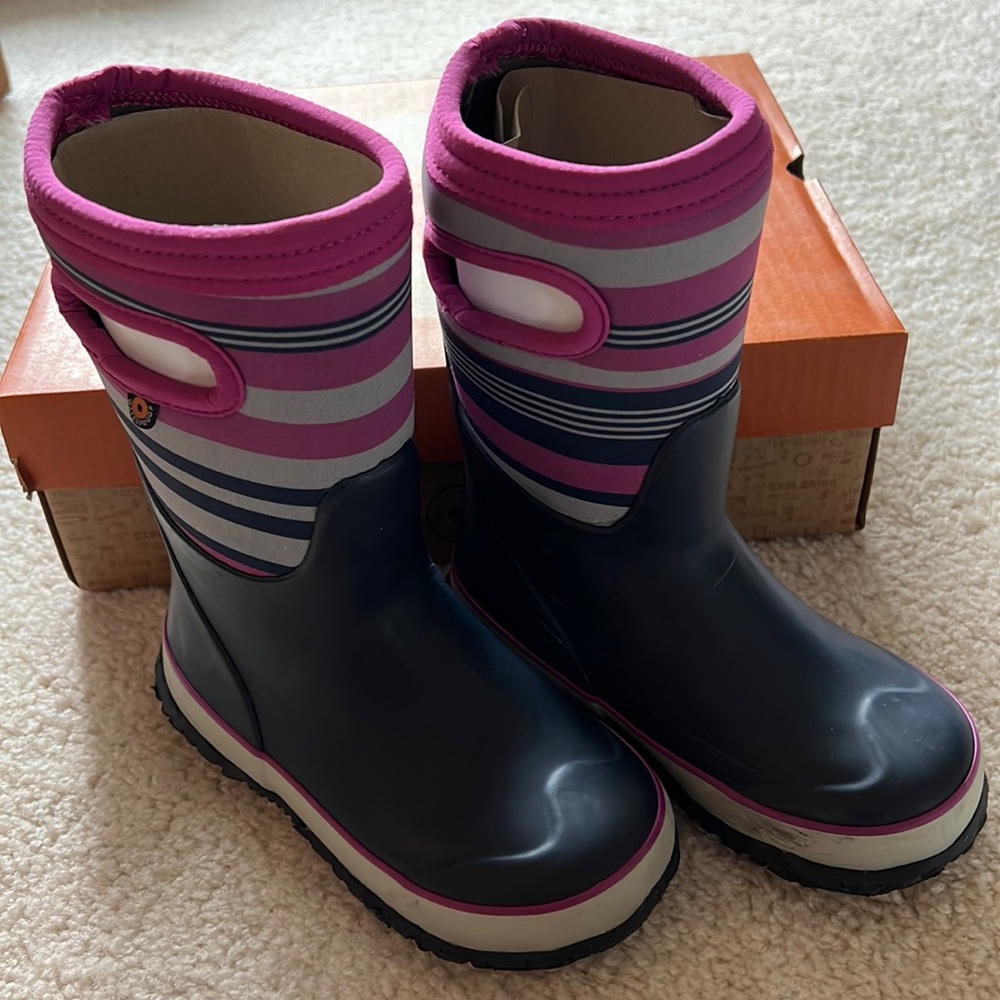 VGUC girls 12 Bogs K Grasp Circle purple and navy waterproof insulated boots